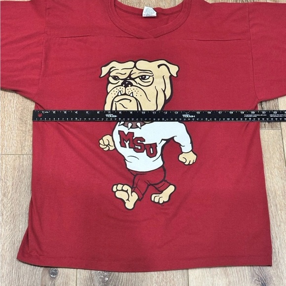 Vintage Mississippi State Bulldogs MSU 3/4 Sleeve Shirt Single Stitch Bully NCAA - Picture 4 of 9